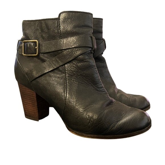 Cole Haan Shoes - Cole Haan Cassidy Ankle Bootie D41598 Leather Zip Closure Straps Black Women 7.5